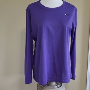 Nike DRI-FIT Shirt Purple Long Sleeve Activewear Pullover Chest Logo So Soft! XL